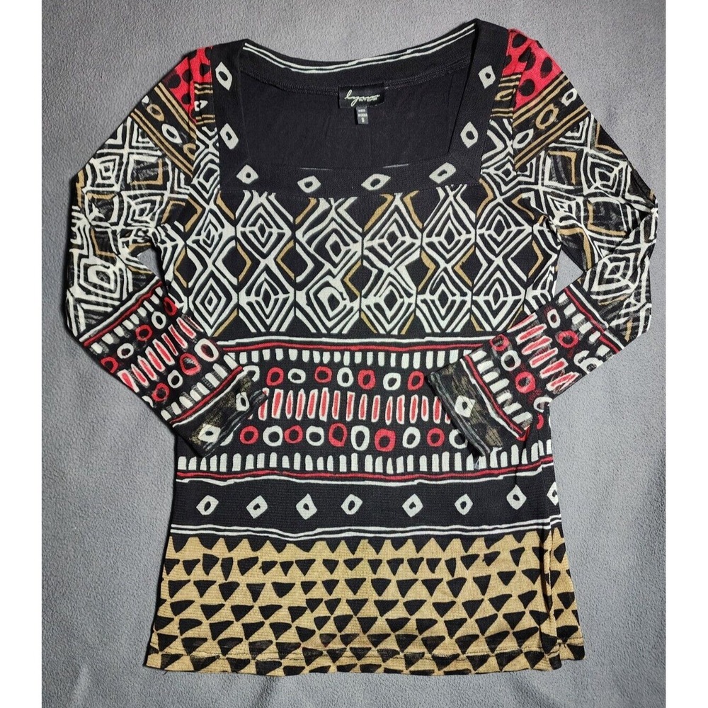 Lynn Ritchie Top Womens Small Multicolor Long Sleeve Graphic Print Casual Lined